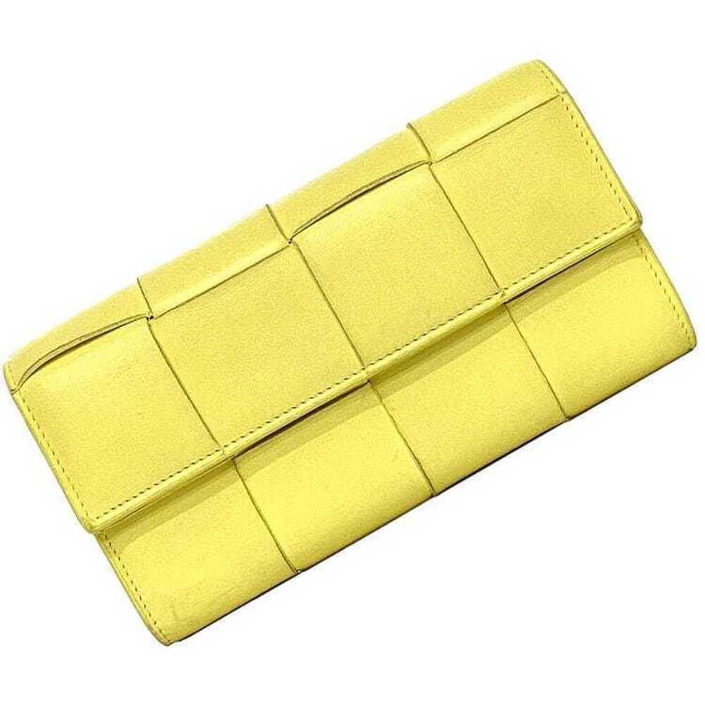 Bottega Veneta Bifold Long Wallet Intrecciato Leather Magnetic Flap Yellow